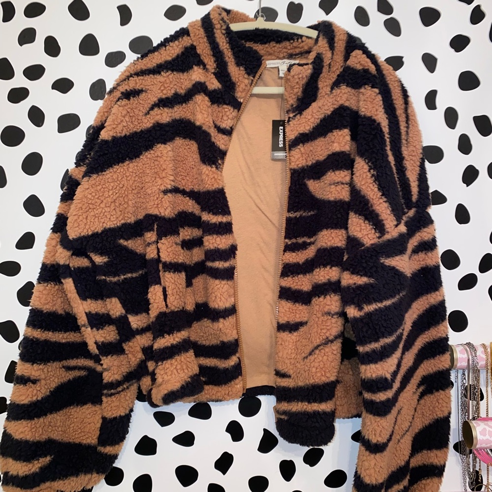 Tiger print Express bomber jacket NWT size large